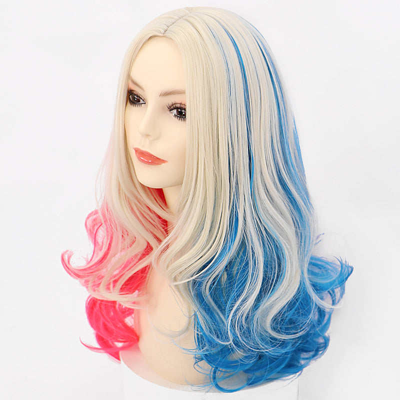 Suicide Squad Clown Harley Quinn Mid-length Long Curly Cos Wig
