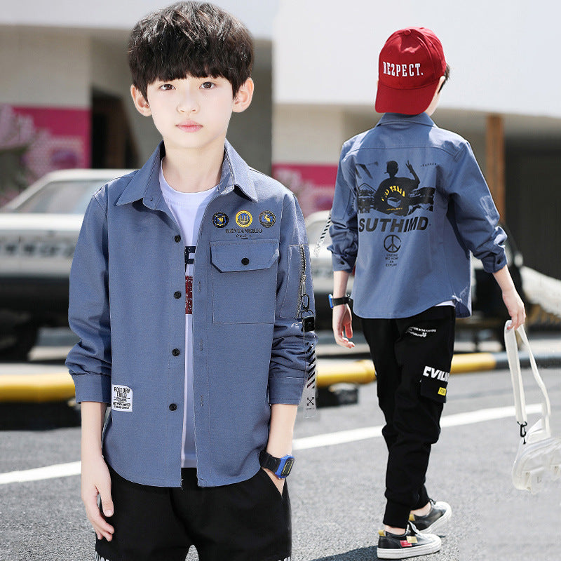 Children's Long Sleeve Spring Coat Big Clothing Top Children's Shirt