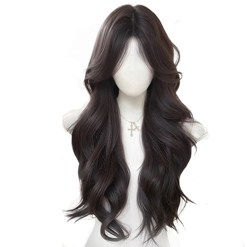 To Wear Hair Net Hand-woven Mesh Bottom One Piece Forehead Wig Long Curls