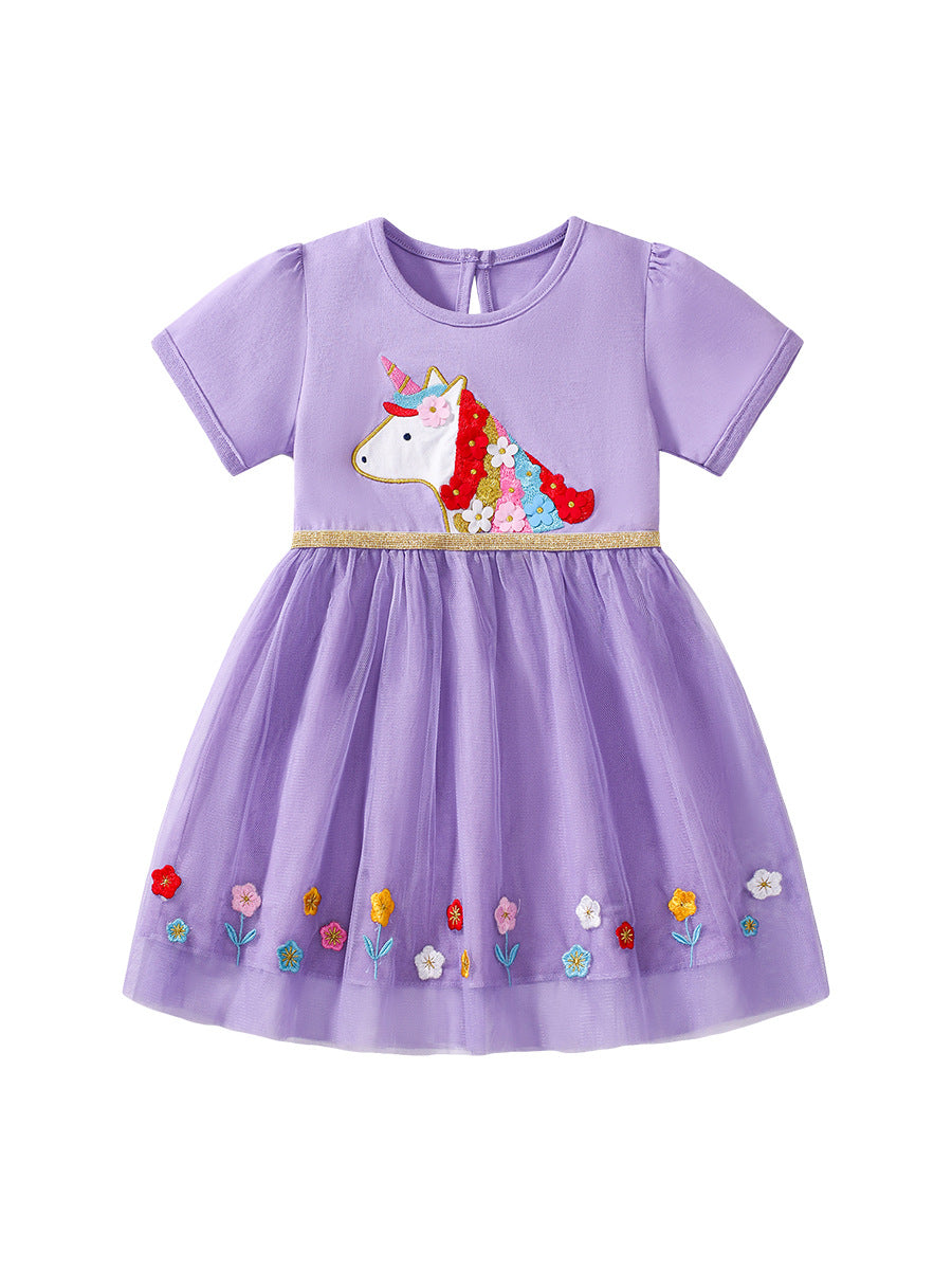 Children's Princess Summer Short-sleeved Cute Pure Cotton Children's Dress