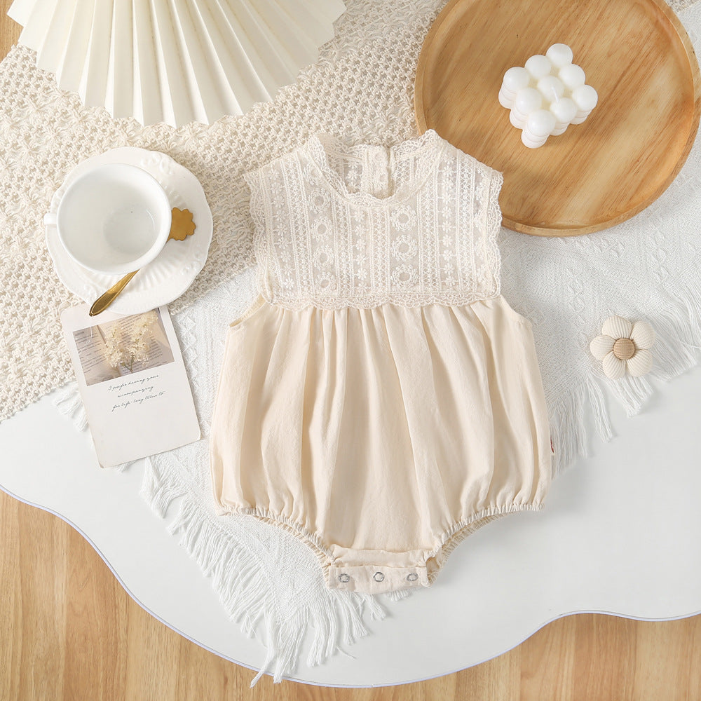 Summer Wear Sleeveless Romper Fashionable Princess Jumpsuit Thin Infant First Jumpsuit, Climbing Suit