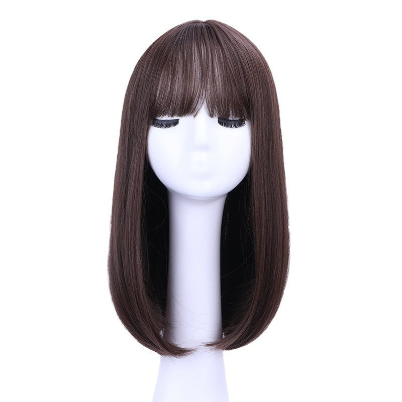 Women's Mid-length Collarbone Daily Buckle Natural Realistic Long Straight Wig