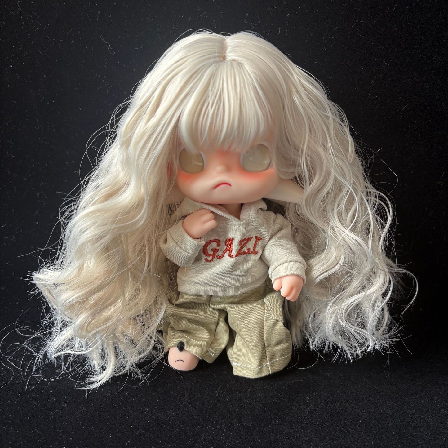 Gray White Bangs Long Curly Hair Gingerbread Man Sister Ga Cos Wig