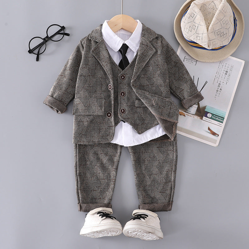 Children's Two Pieces British Birthday Boy Flower Children's Suit