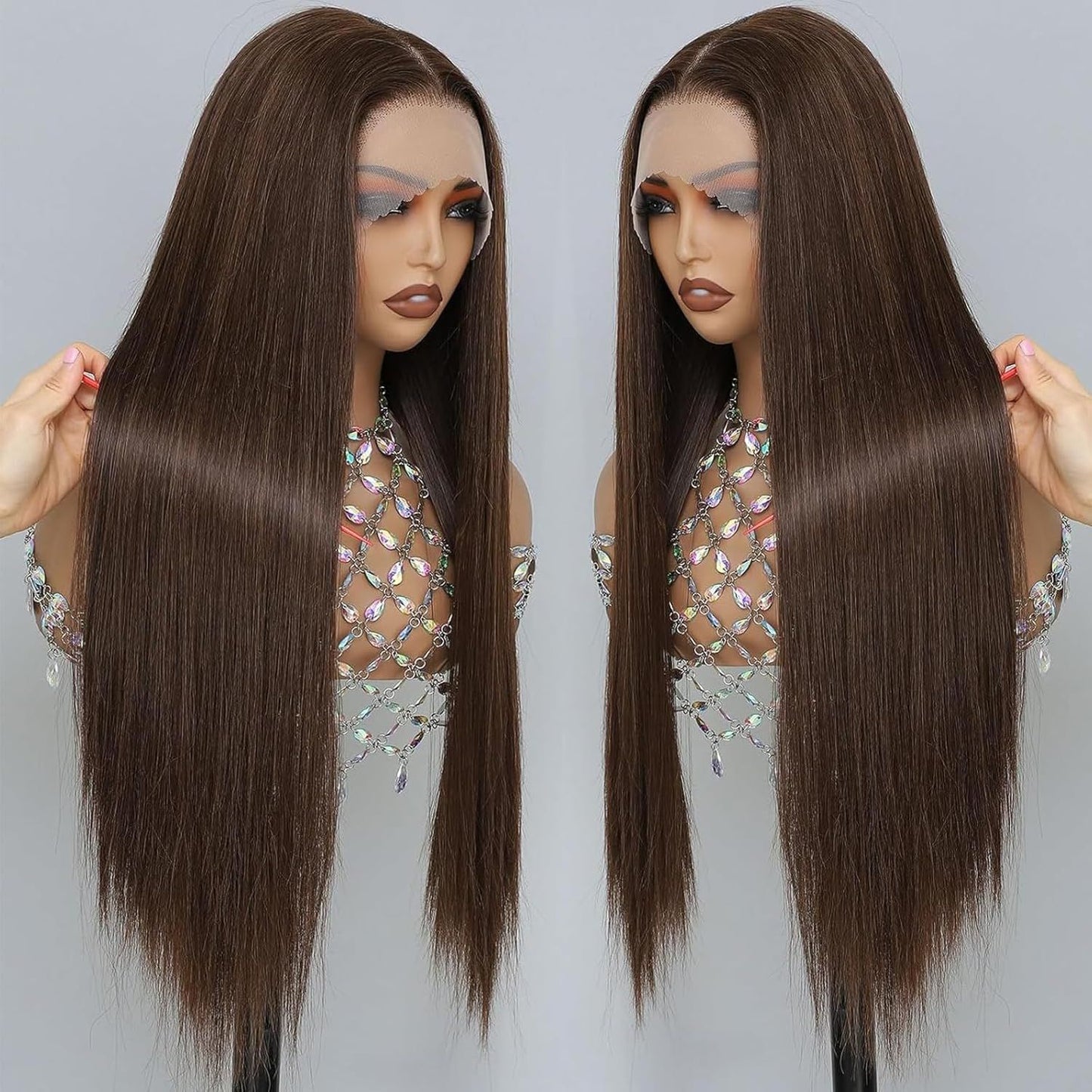 Full Top Chemical Fiber Hair Front Long Straight Wig