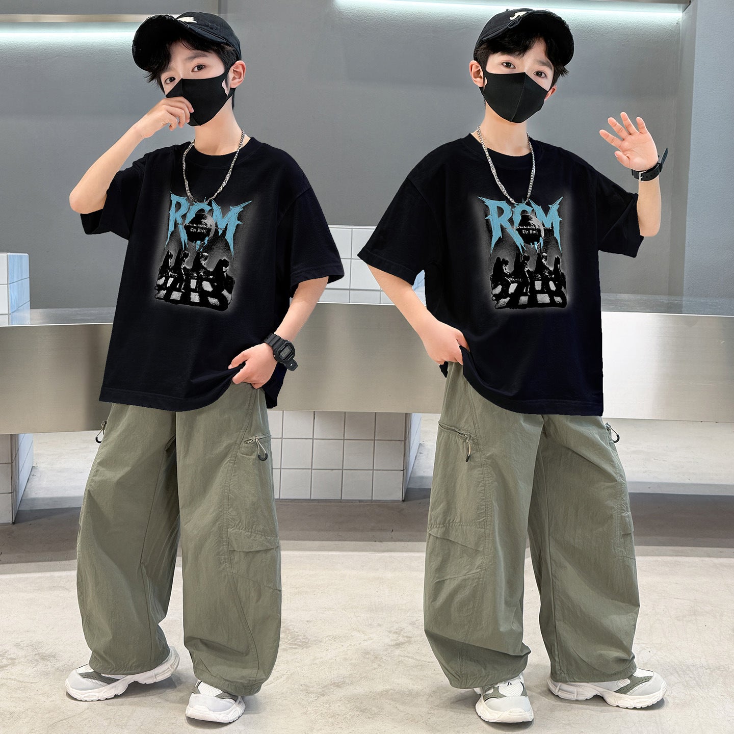 Children's Boys Summer Short-sleeved Trousers Two-piece Older Western Style Children's Suit