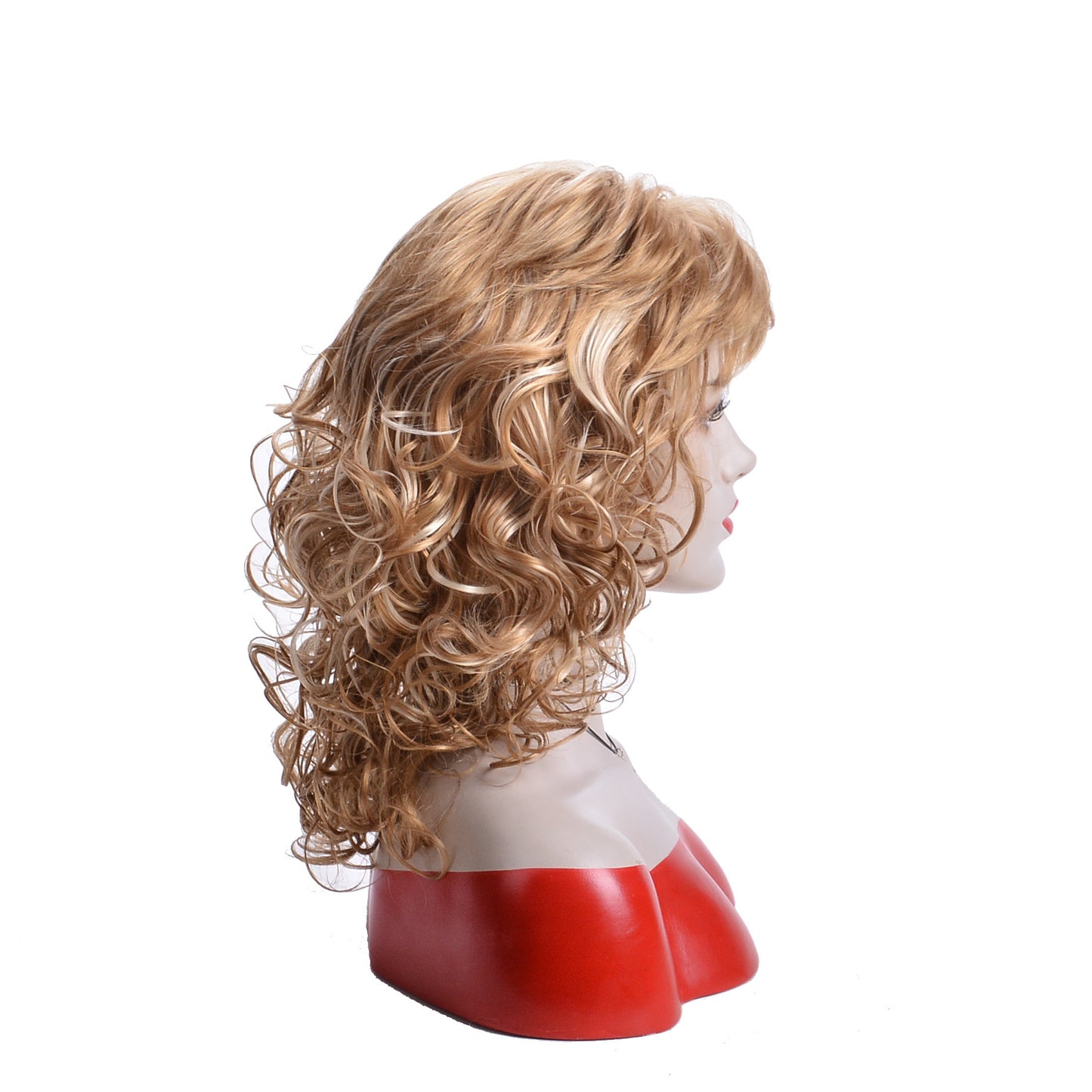 Women's Golden Chemical Fiber Rose Net Head Wig Short Curly Hair