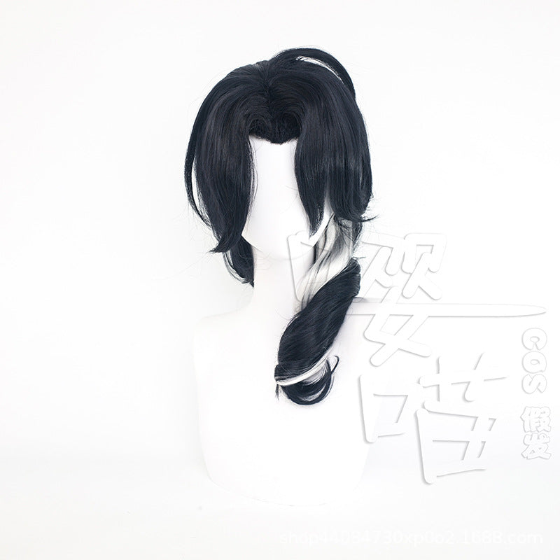 Original God Black White Two-color Fool Cos Wig