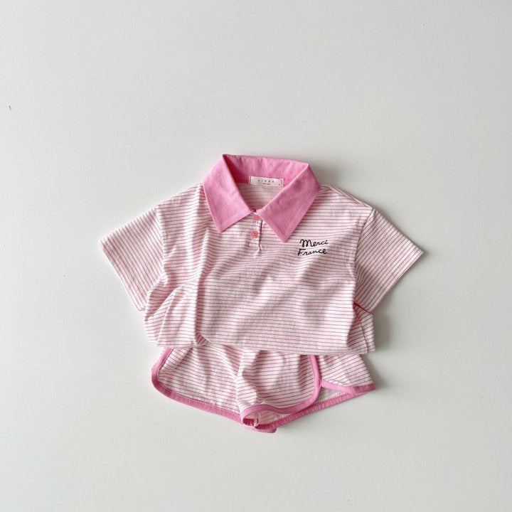 Children's Summer Clothing Korean Set Striped Shirt Short Sleeve Children's Suit