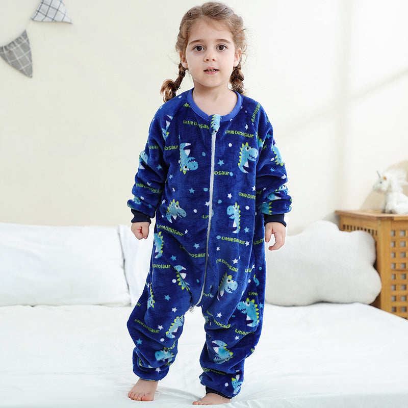 Children's Cute Flannel Jumpsuit Infant Toddler Cartoon Crawling Christmas Jumpsuit, Climbing Suit