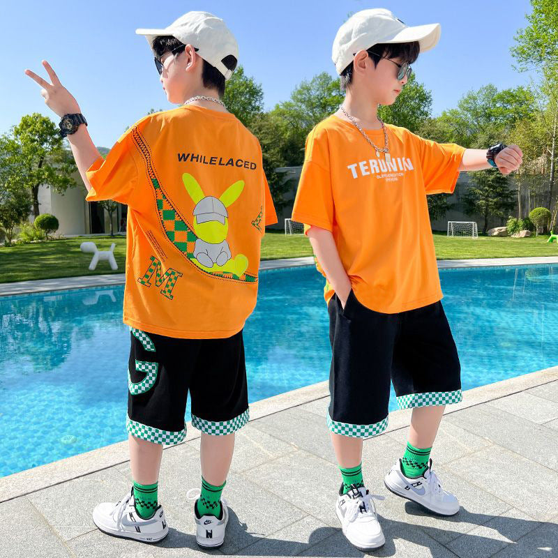 Children's Summer Middle Big Korean Style Fashionable Clothes Handsome Short Children's Suit