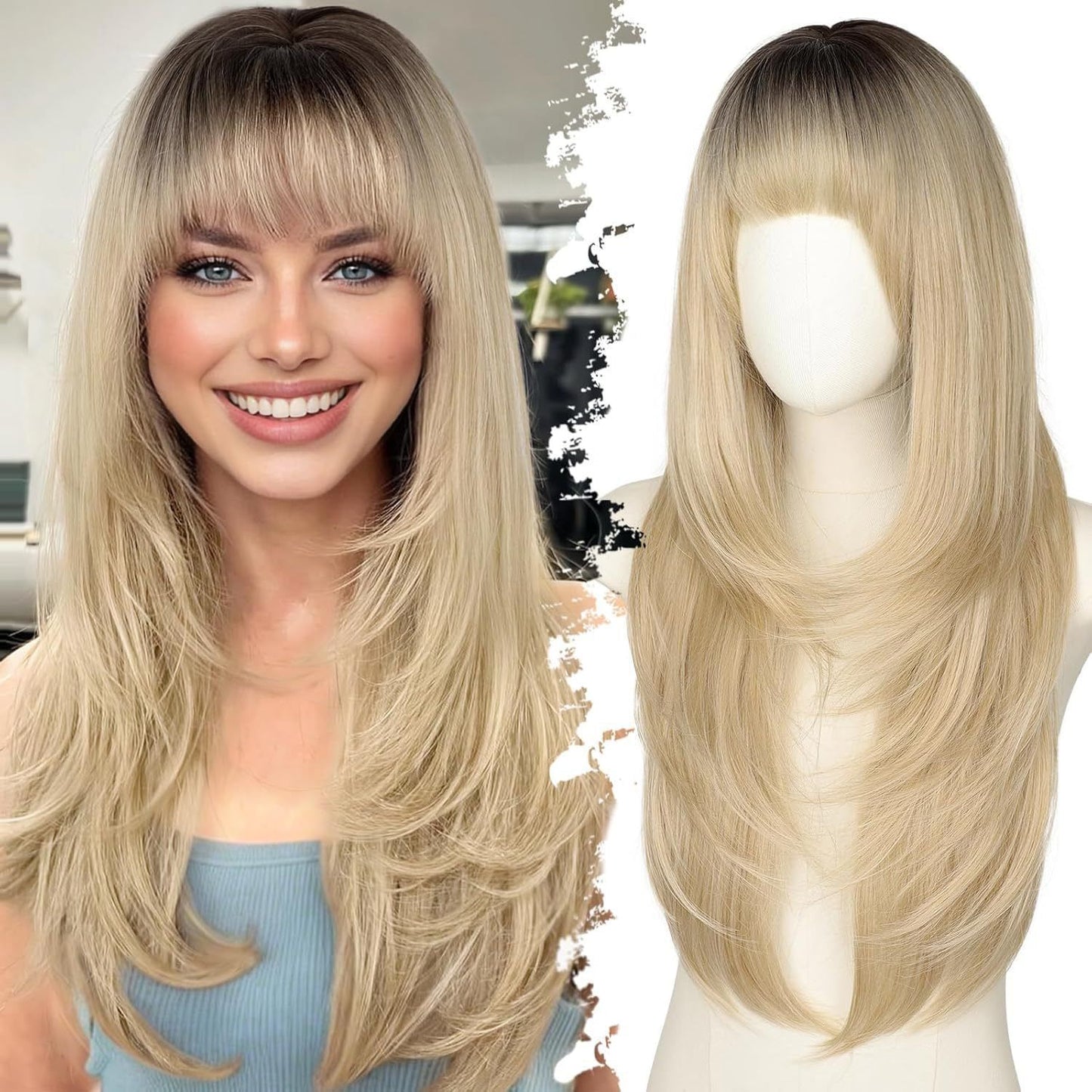 Bangs Mid-length Texture Straight Hair Intellectual Female Mechanism Wig Long Curls