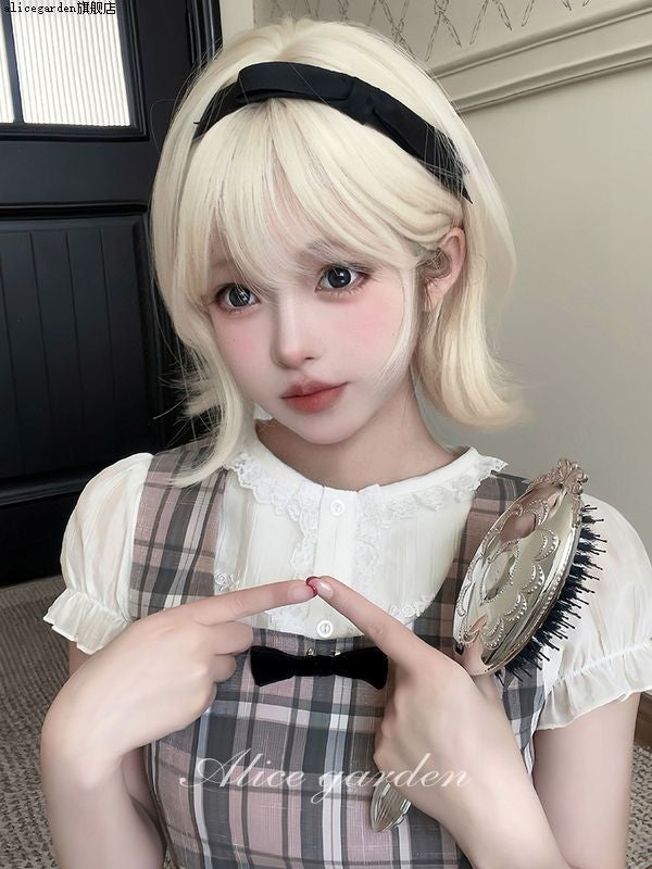 Women's Valgus Fluffy Natural Simulation Human Age Reduction Full Top Wig Short Curly Hair