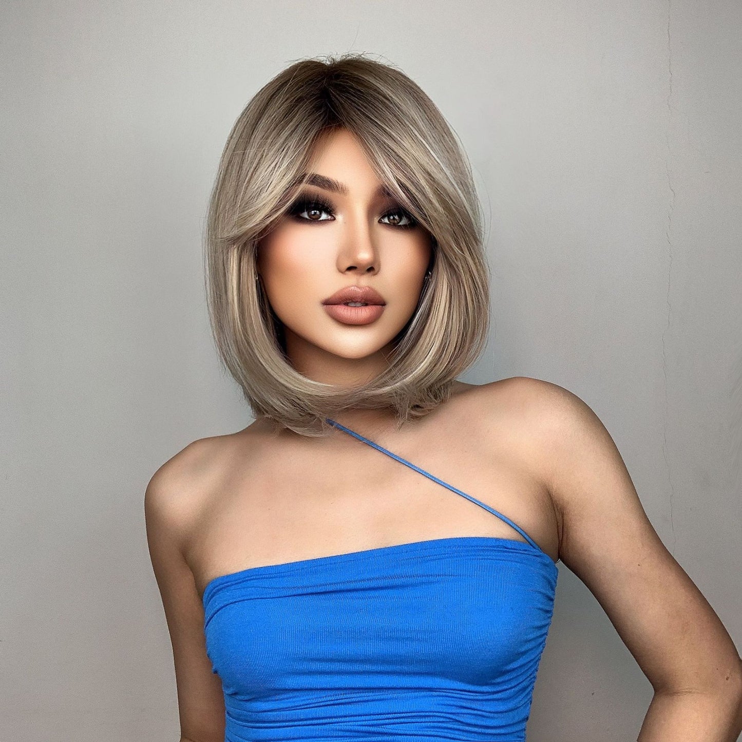 Short Hair Bangs Head Chemical Fiber Long Straight Wig