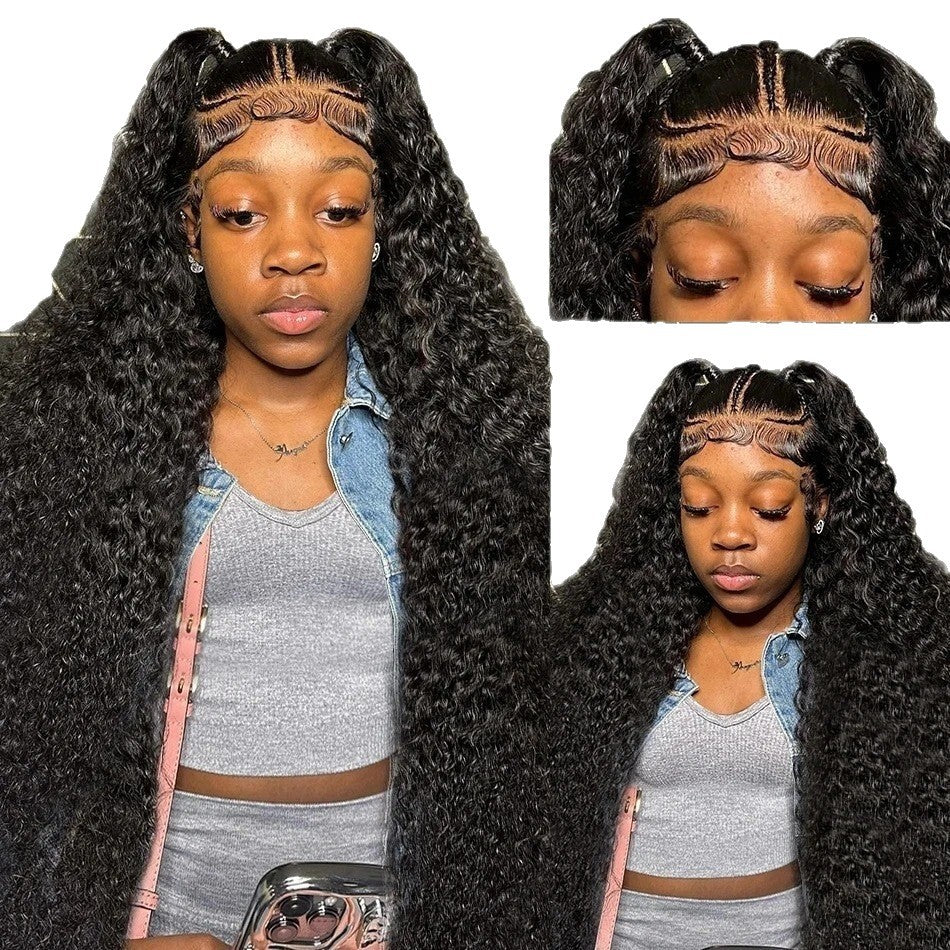 Women's Large Lace Front Middle African Small Wig Long Curls