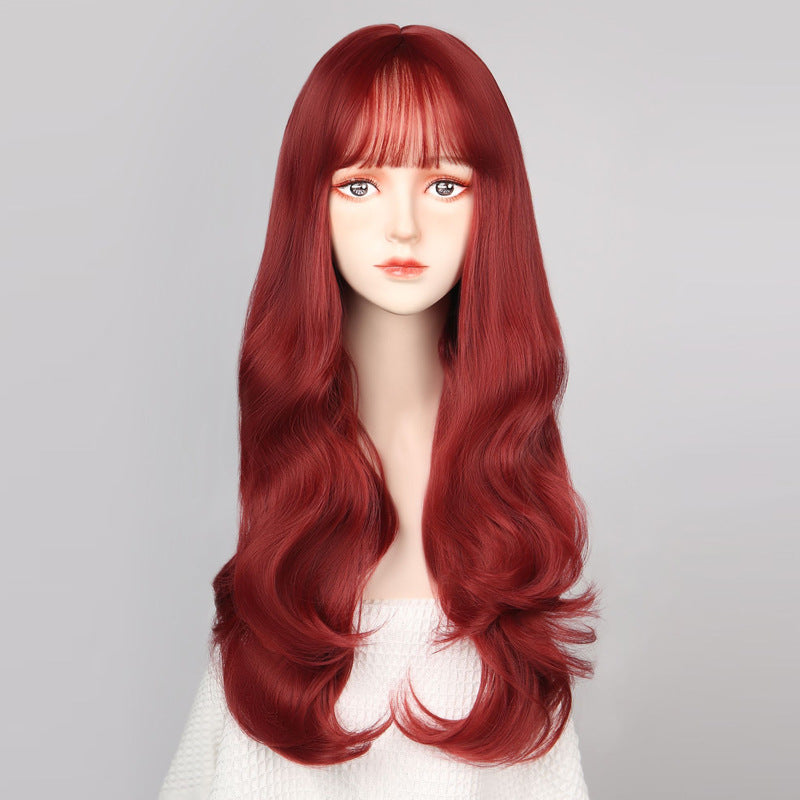 Net Female Curly Hair Air Bangs Wig Long Curls