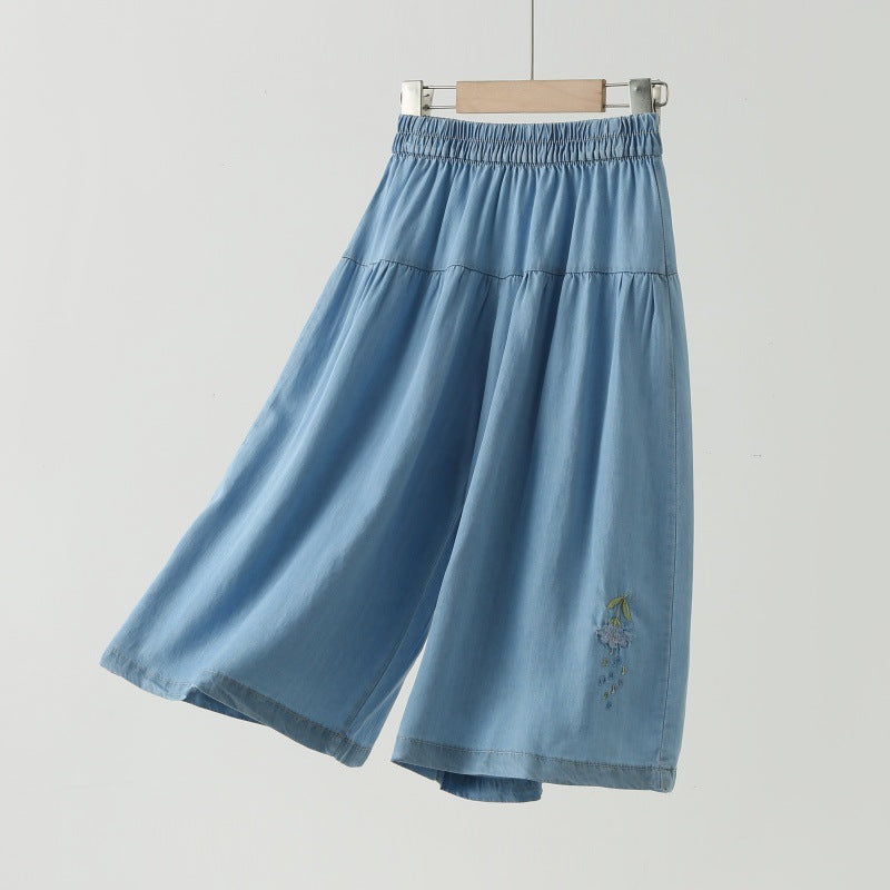 Children's Thin Cool Small Teen Wide Leg Imitation Denim Children's Pants