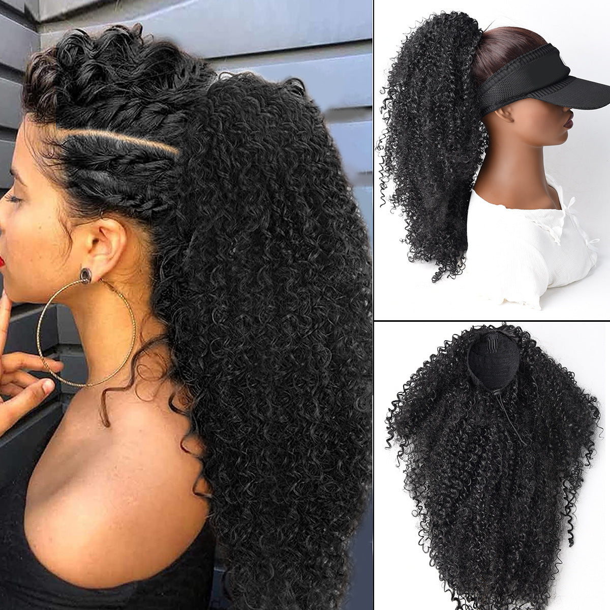 Curly Hair African Small Roll Drawstring Inch Wig Ponytail