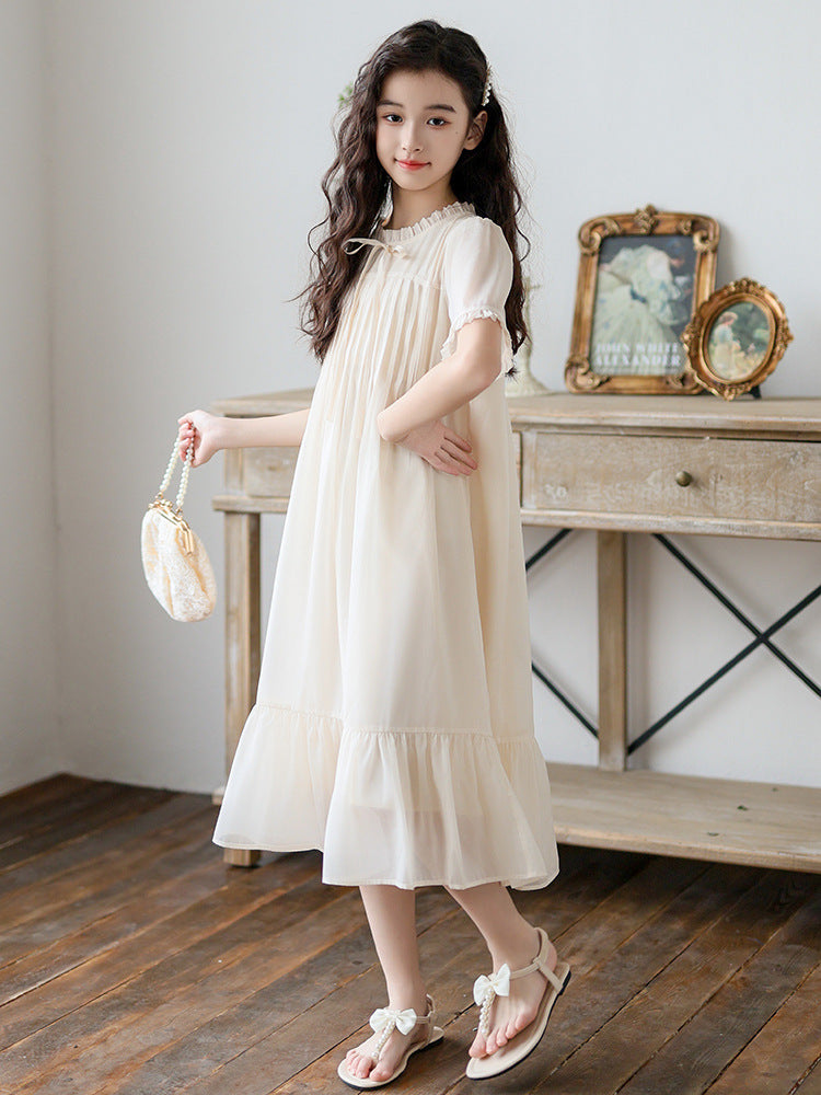Children's Big Summer Pleated Chiffon Skirt Little Children's Dress
