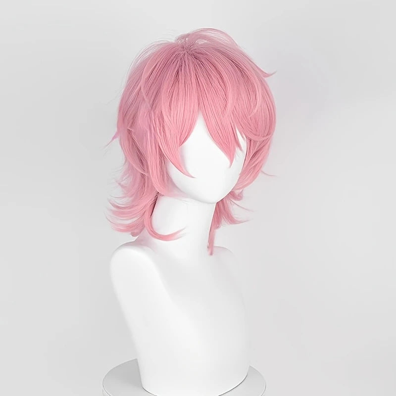 Lily Bucket Pink Short Hair Fiber Cos Wig
