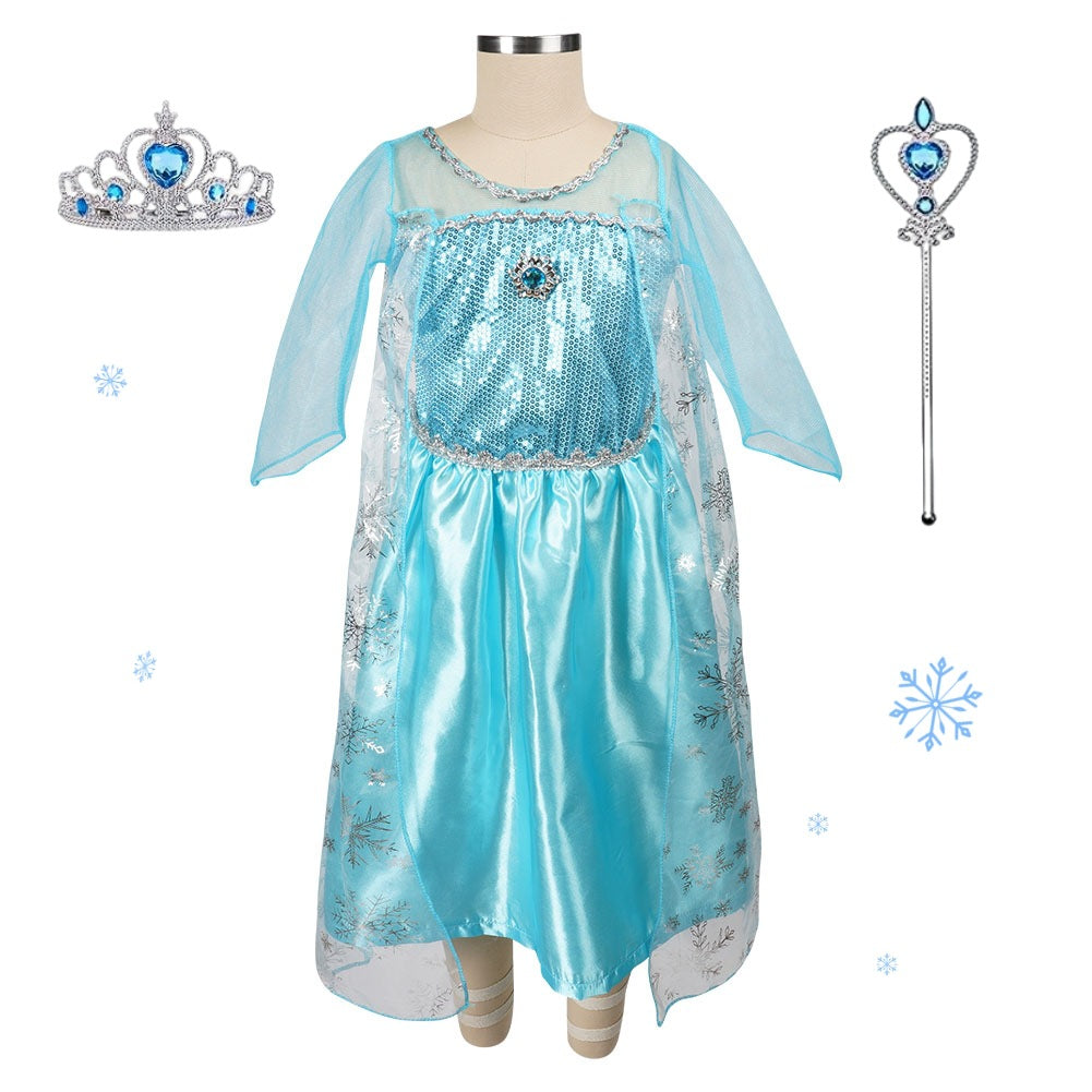 Children's Frozen Princess Elsa Long Imitation Sleeve Children's Dress