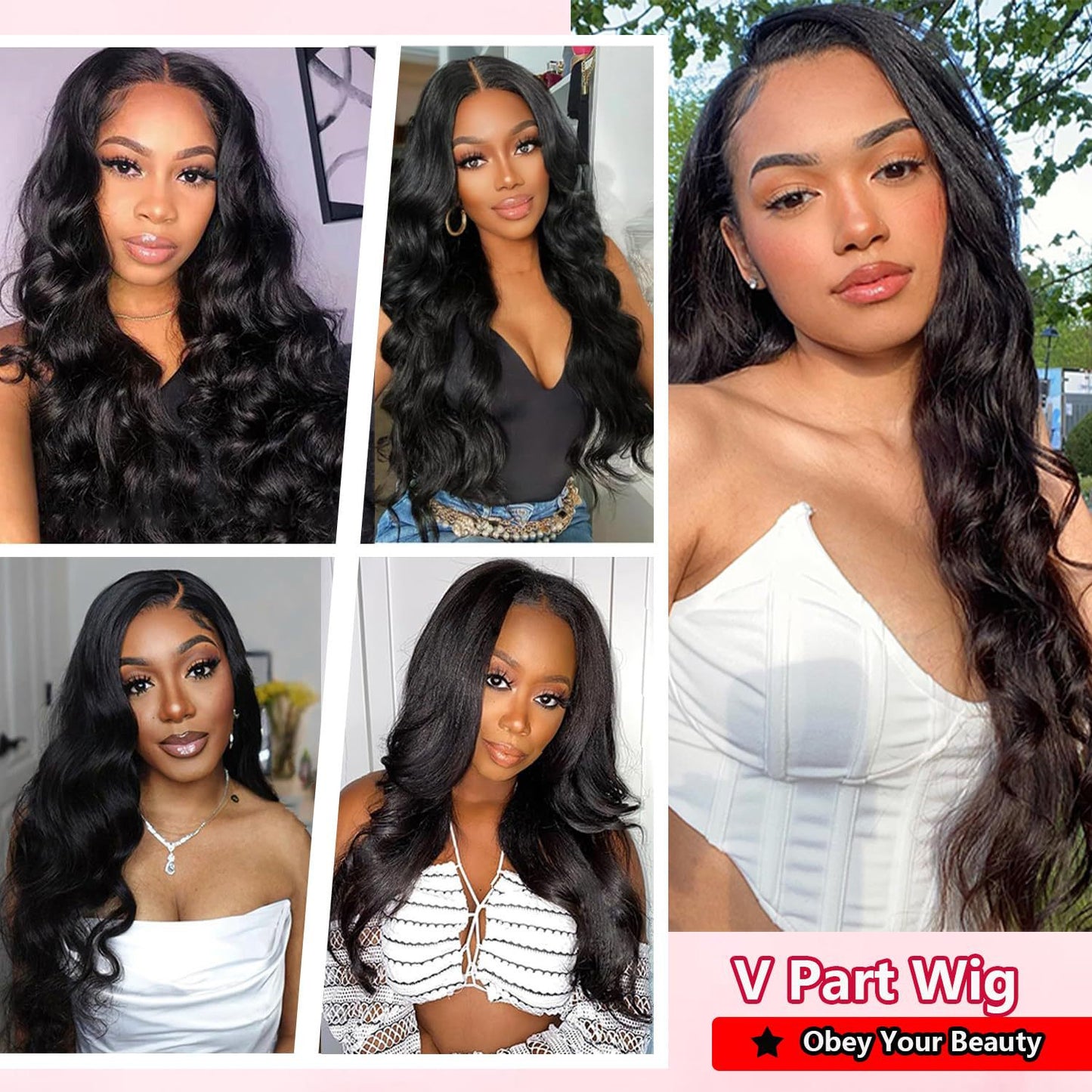 V-shaped Half Headgear Female Hair Extension Black Curly Synthetic Wig Long Curls