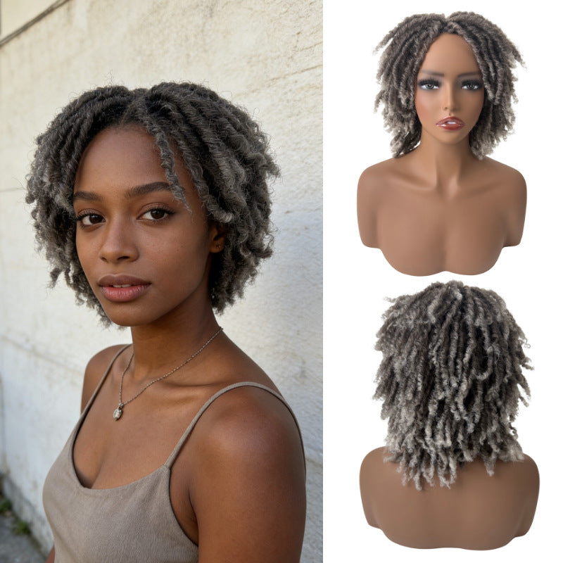 Women's African Dreadlocks Full Top Fiber Rose Wig Short Curly Hair