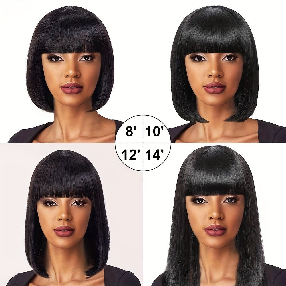 Stylish Human Mechanism Straight Bangs Headgear Real Hair Wig