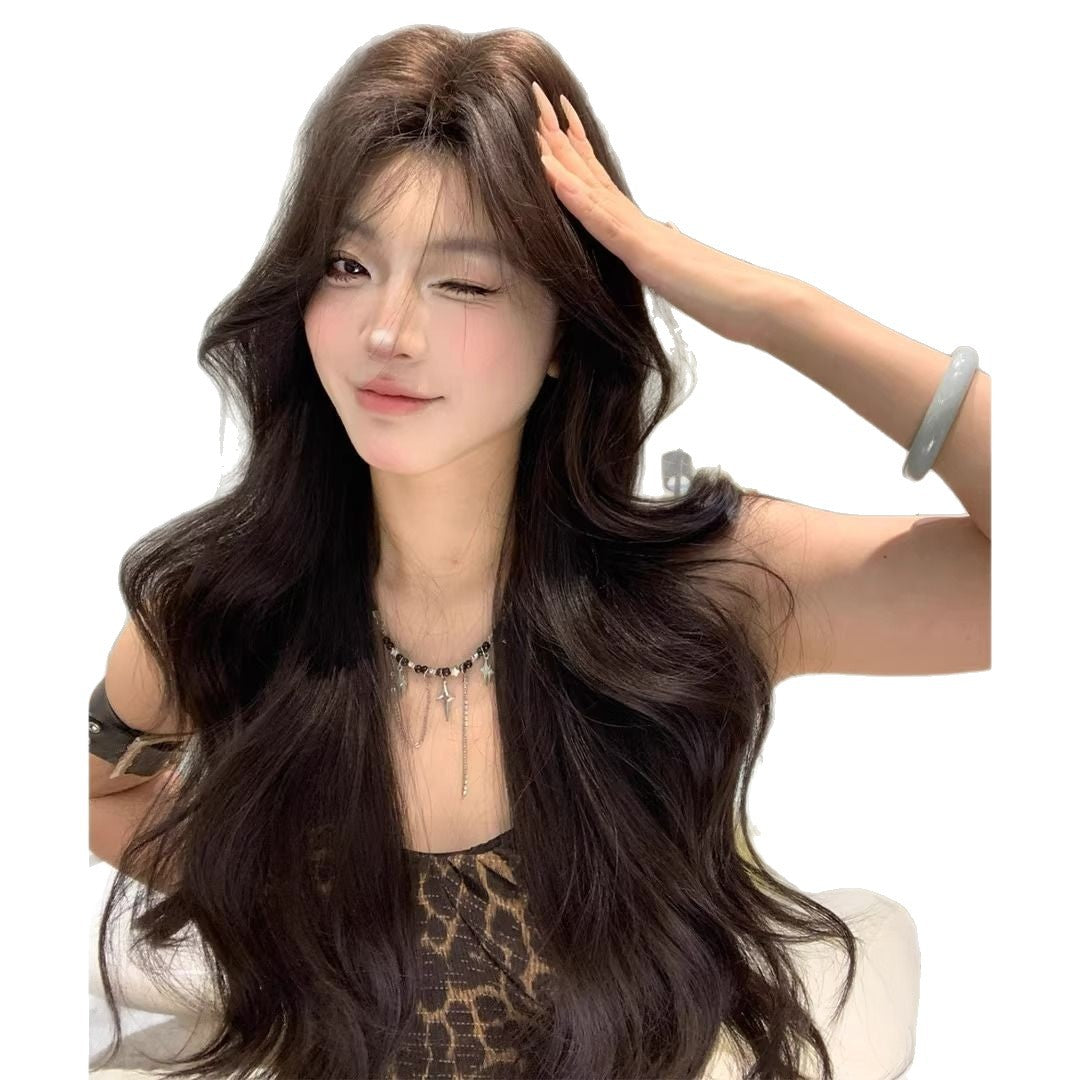 Flower Female Bangs Big Wave Curly Hair Face Wig Long Curls