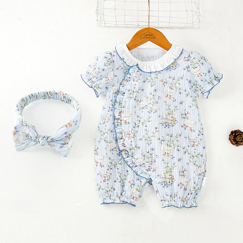 Short-sleeved Rompers Cotton Gauze Cute Super Jumpsuit, Climbing Suit