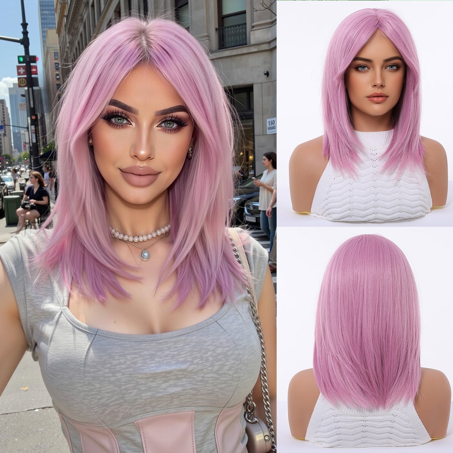 With Bangs Summer Short Anime Hair Blue Sier Purple Whole Cos Wig
