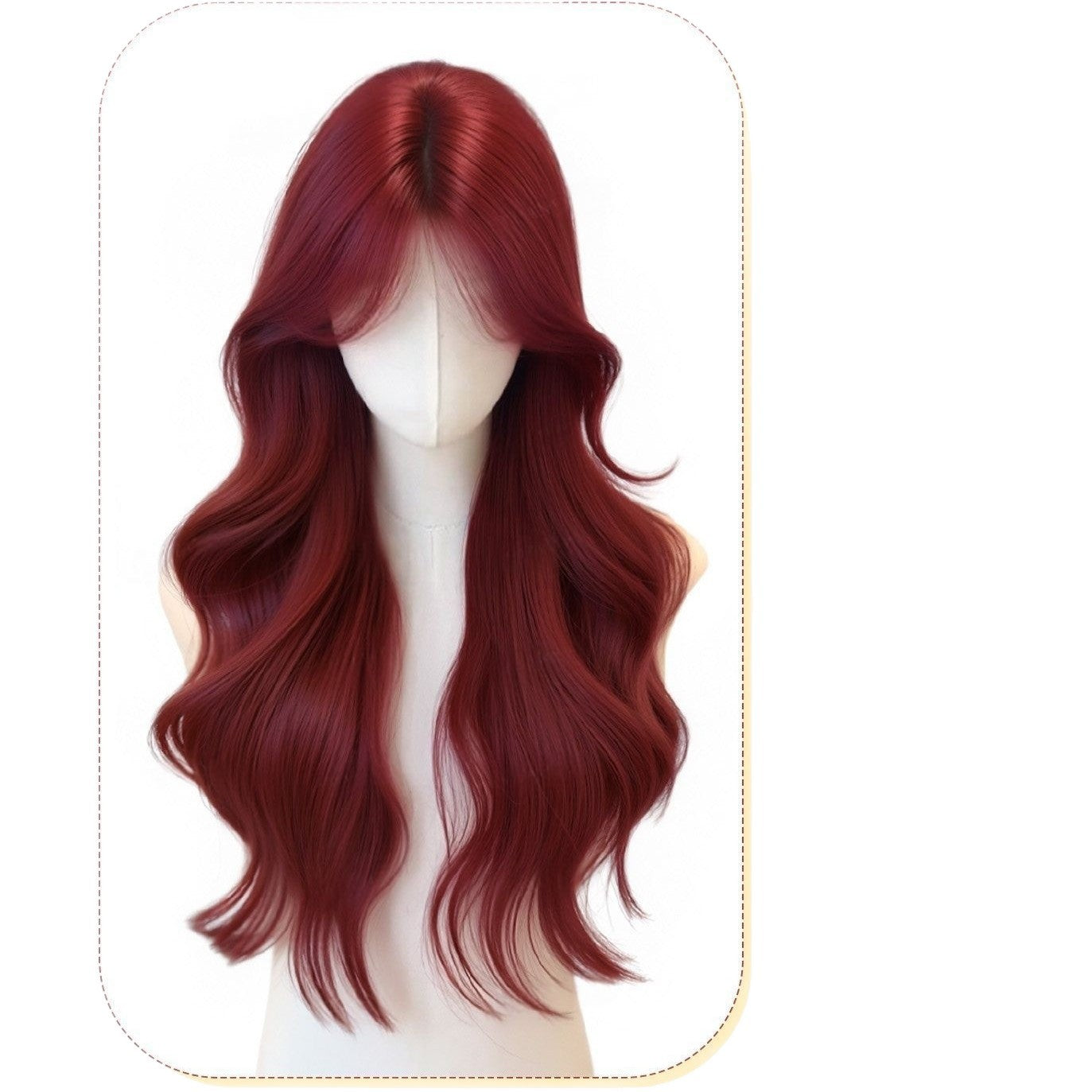 Women's Artificial Hair Refined Team Raspberry Red Medium Big Wave Natural Wig Long Curls