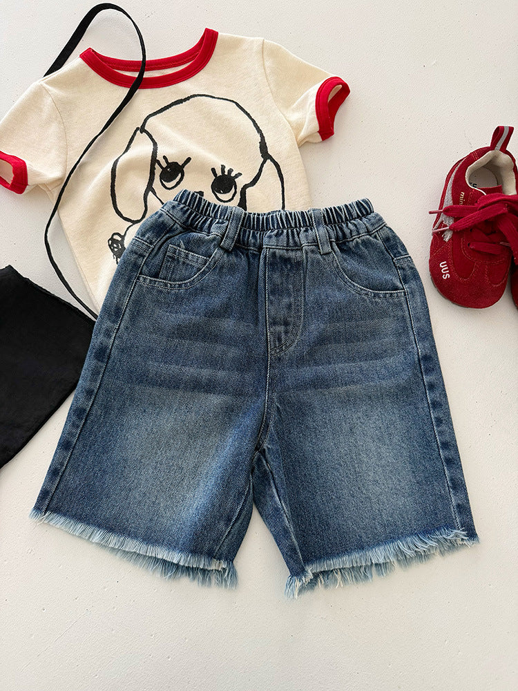 Children's Clothing Summer Korean Style Boys Do The Old Cowboy Middle Children's Pants