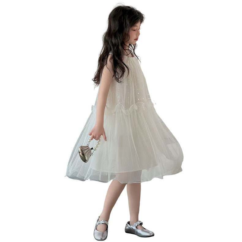 Children's Sequined Tulle Skirt Little Western Style Children's Dress