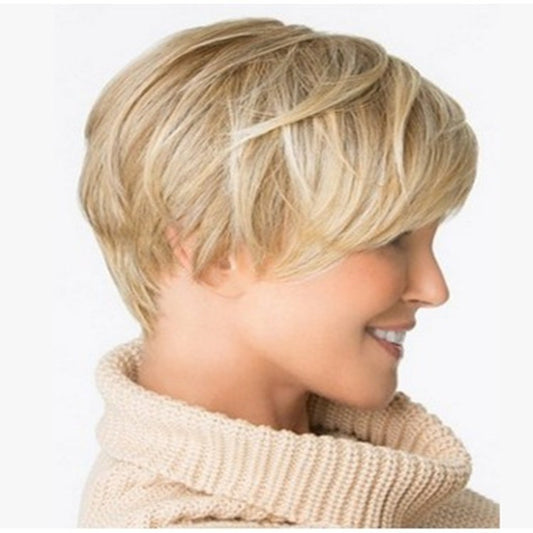 Elegant Charming Women's Golden Set Fashion Wig Short Straight Hair