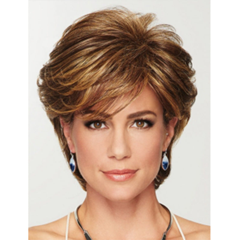 Women's Various Styles Light Golden Brown Curly Wig Short Straight Hair