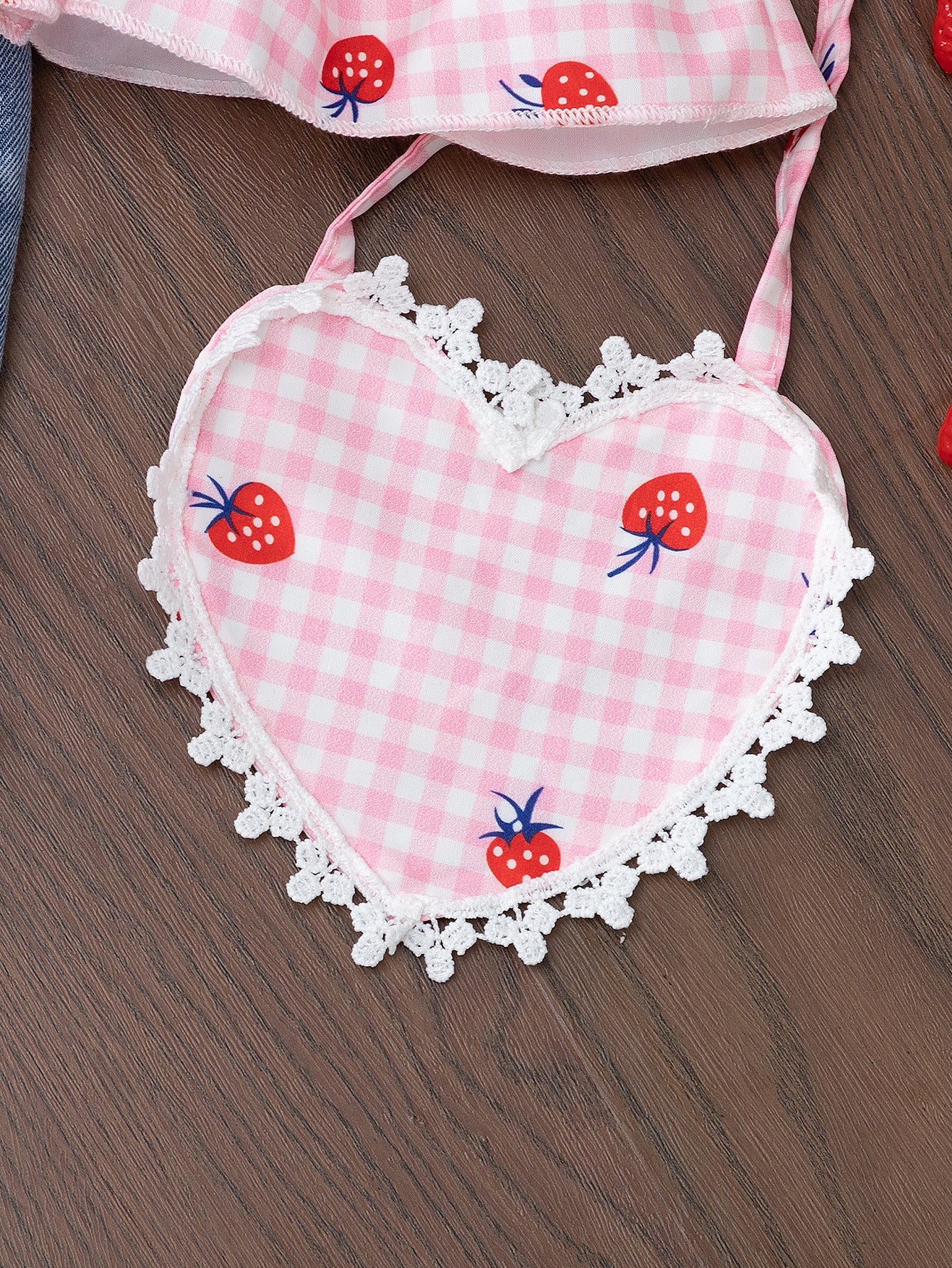 Cute Suspenders Strawberry Top Jeans Two-piece Children's Suit