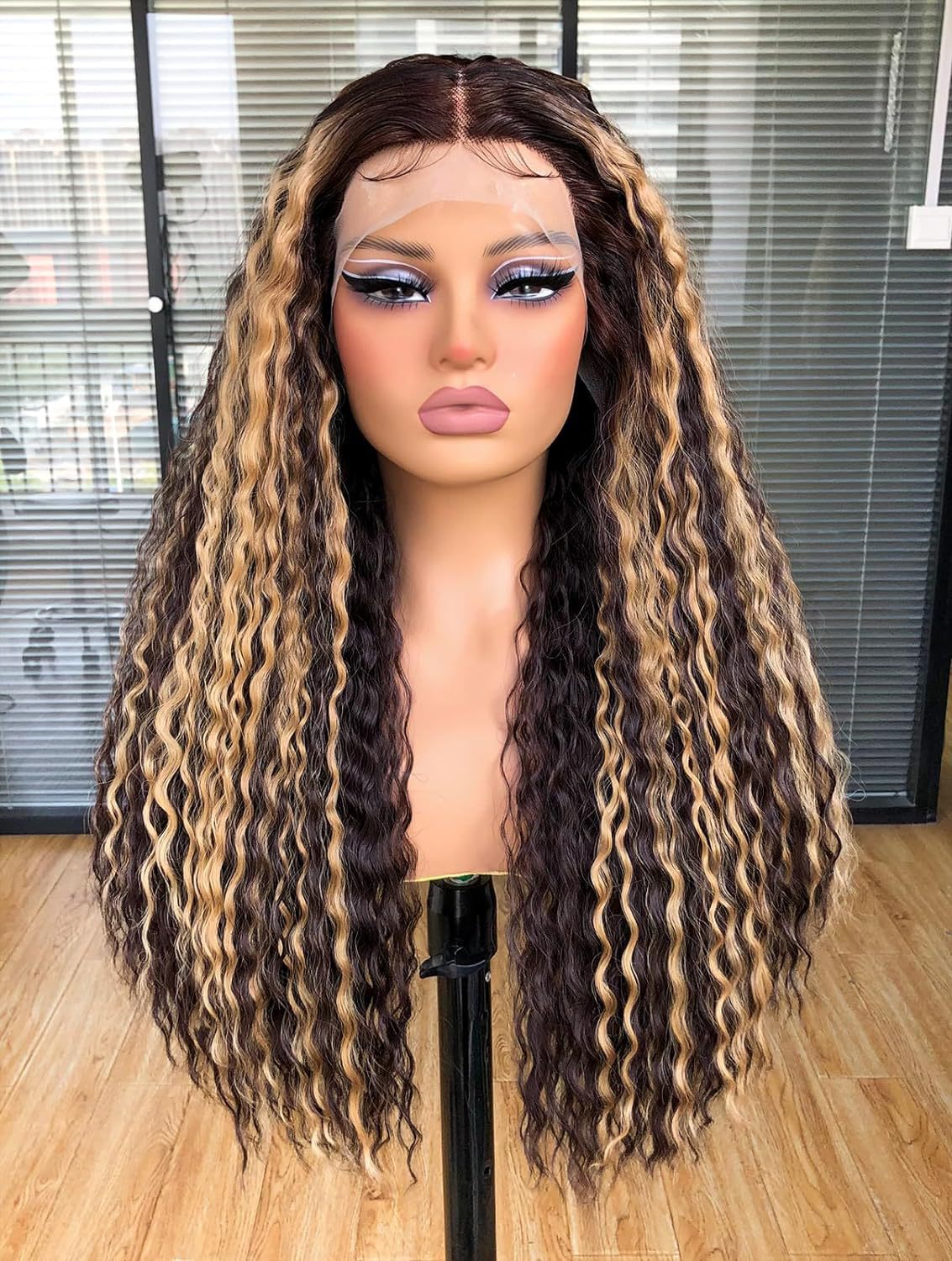 Women's African Fashion Chemical Fiber Front Lace Wig Long Curls
