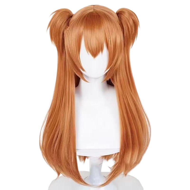Neon Genesis Evangelion Orange Double Ponytail Jaws Cos Wig