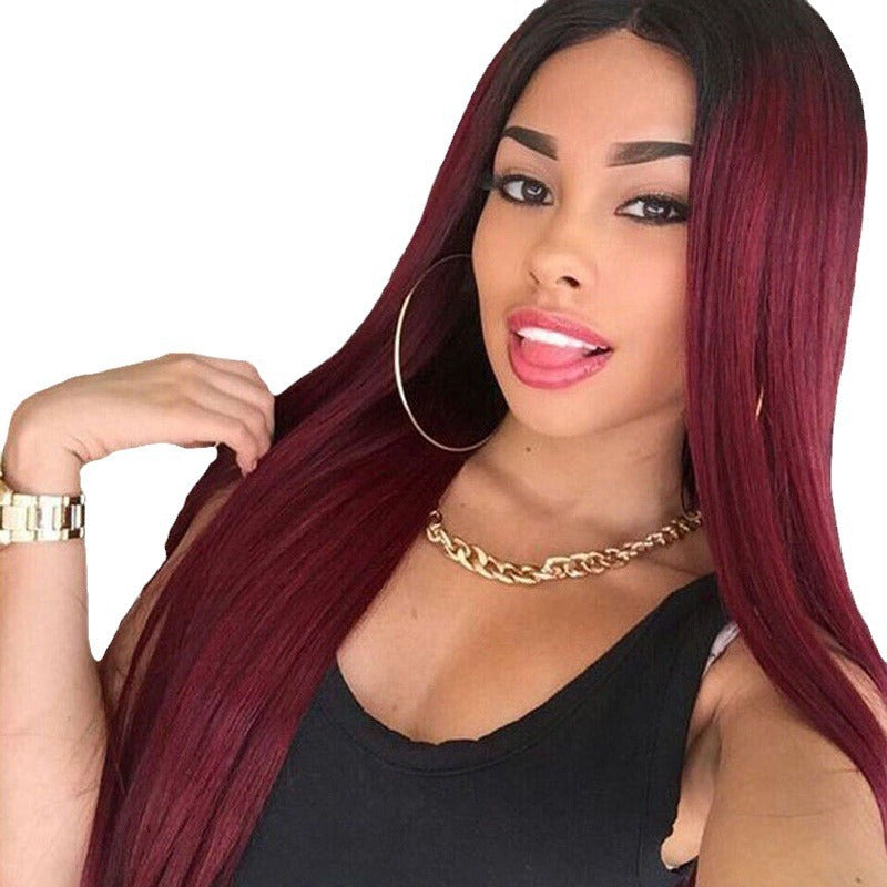Front Lace Natural Realistic Daily Use Black Long Straight Wig