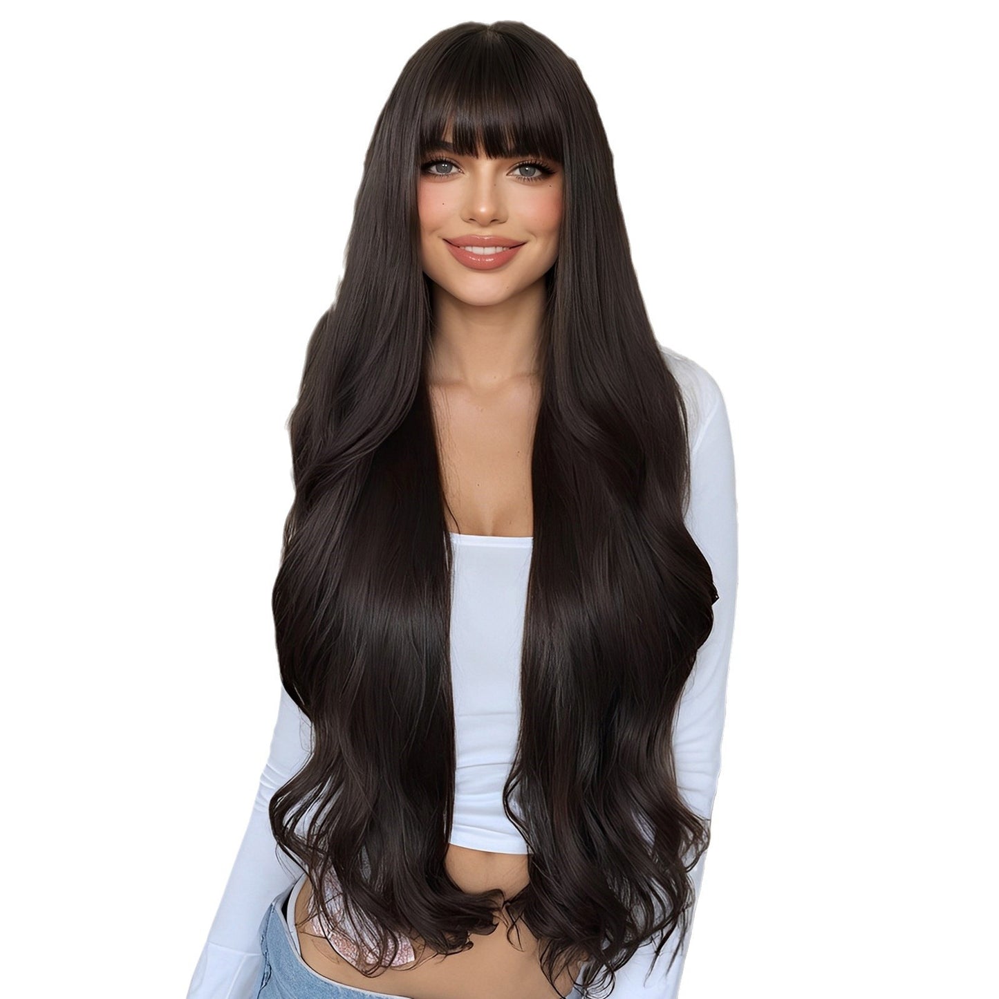 Bangs Curly Hair Dignified Goddess Waist Natural Fluffy Wig Long Curls
