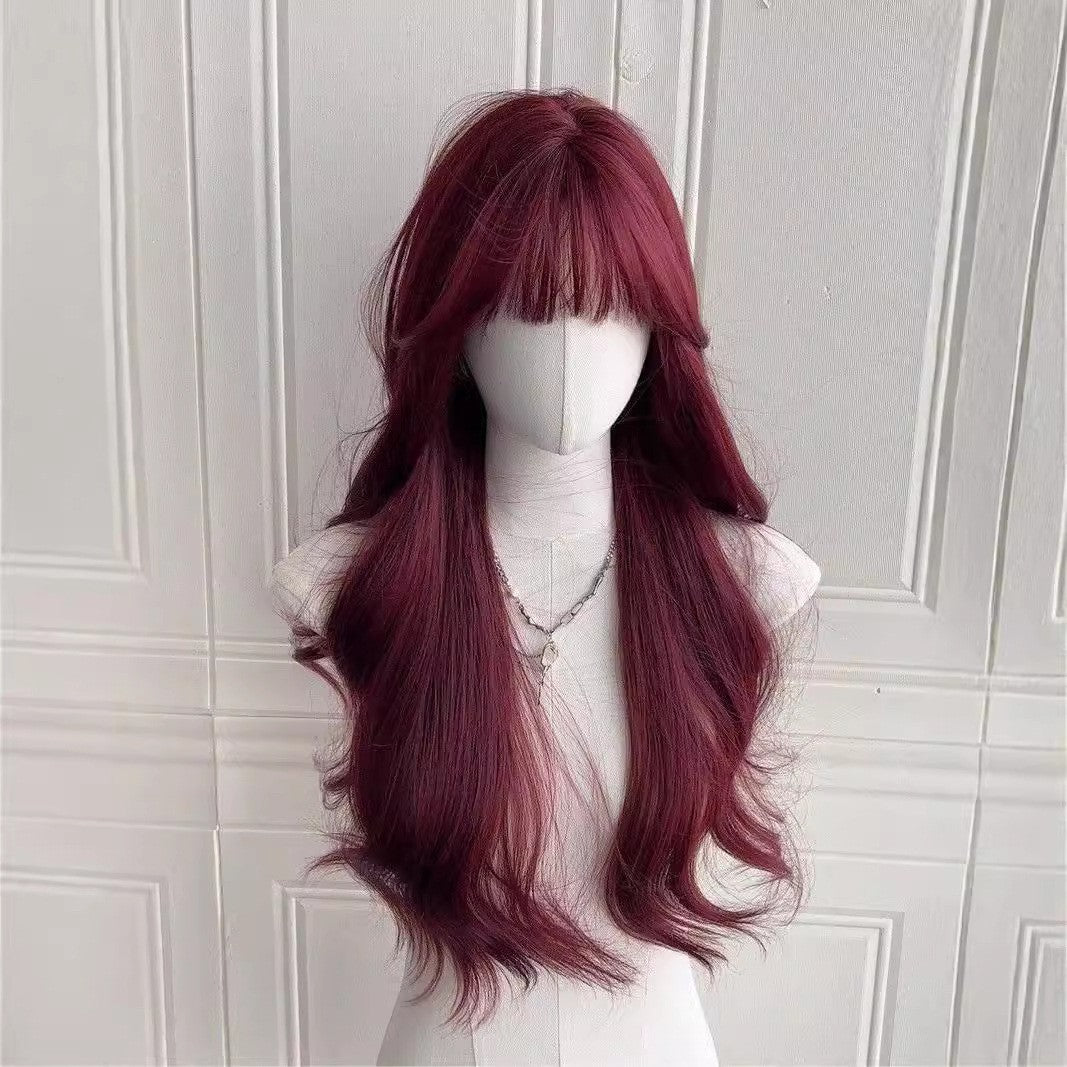 One-word Forehead Lace Hairstyle Whole Curly Wig Long Curls
