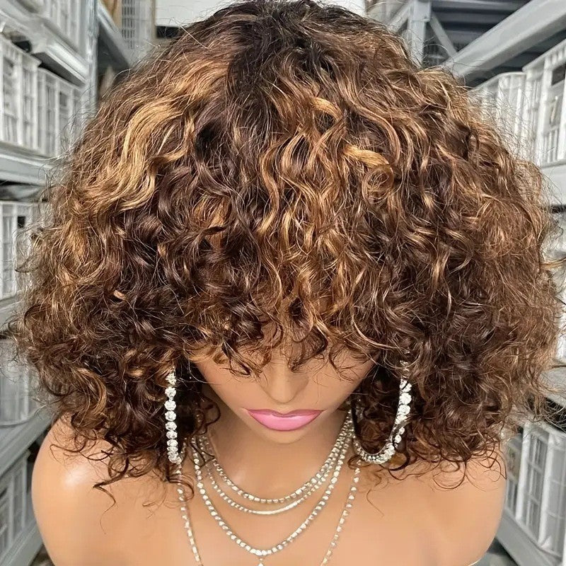 Casual Women's Fashion Small Afro Fiber Wig Short Curly Hair