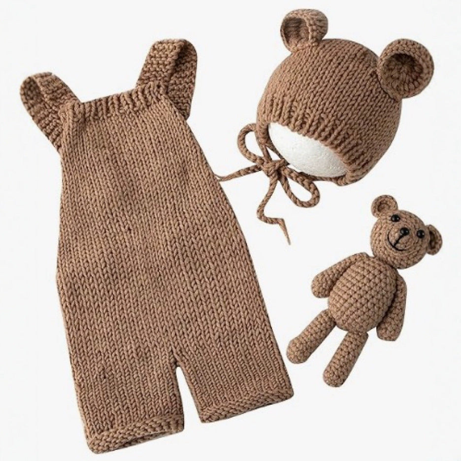 Month Old Clothes Studio Graphy Bear Three-piece Set Theme Jumpsuit, Climbing Suit