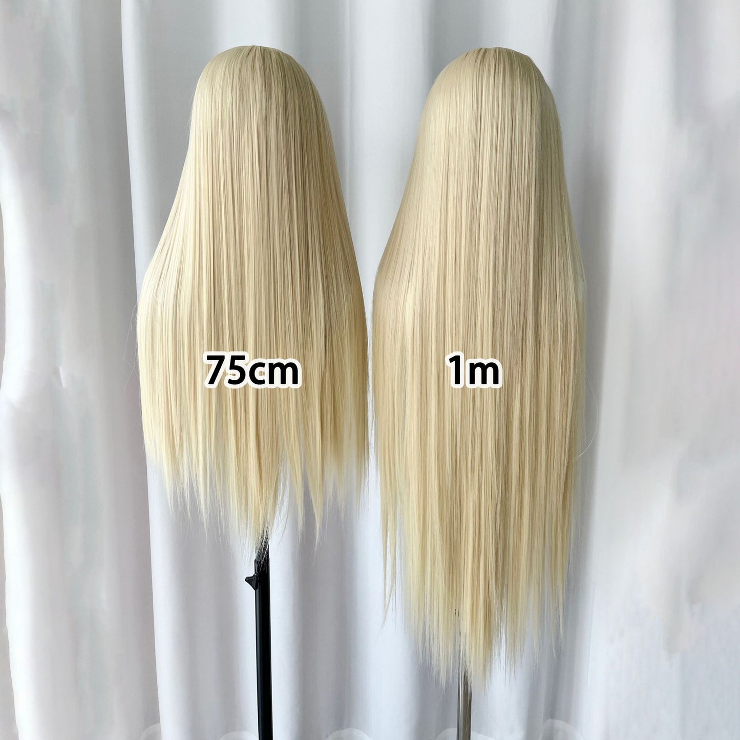 Universal Golden Large Area Hand Crochet Forehead Lace Female Natural Long Straight Wig