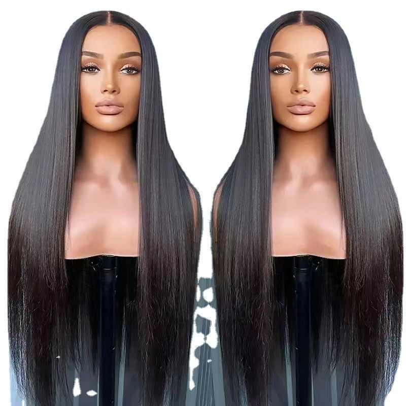 Comfortable Hand-woven Front Lace Hair Sheath Long Straight Wig