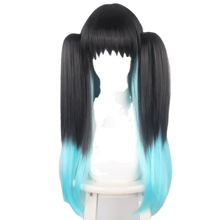 No Hours Transparent Black Gradient Straight Hair Cos Wig