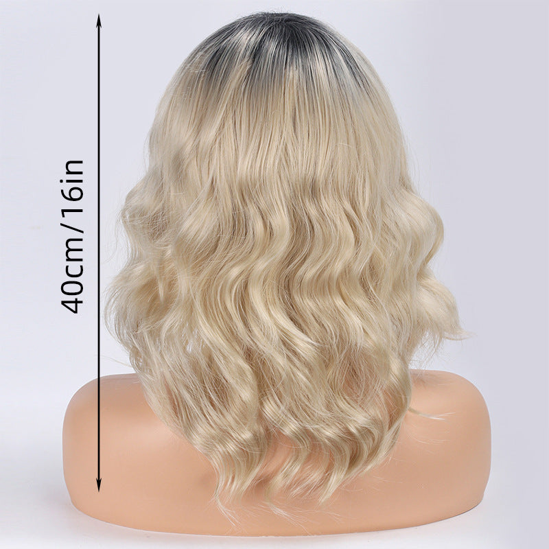 Fashion White Gold Color Head Dyed Wig Short Curly Hair