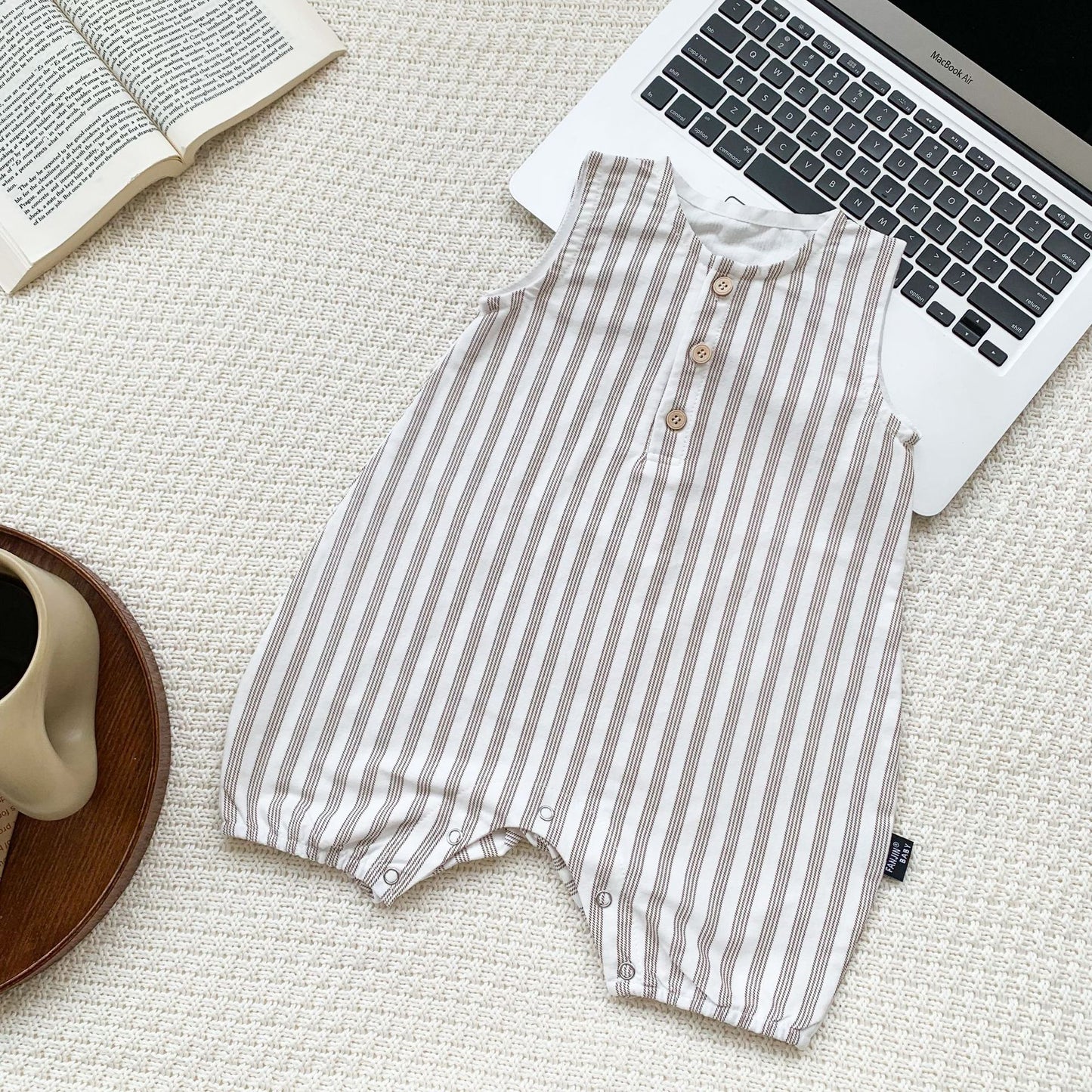 Romper Summer Born Boys Sleeveless Striped Jumpsuit, Climbing Suit