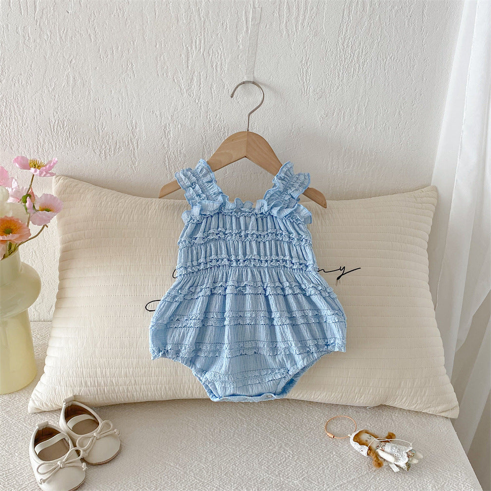 Korean Summer Sling Romper Infant Lace Sleeveless Thin Triangle Jumpsuit, Climbing Suit